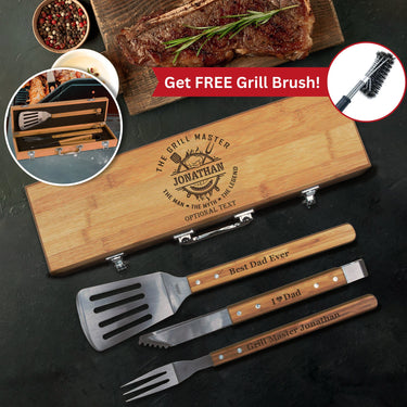 Premium Grill Gift - The Grill Master, The Man, The Myth, The Legend BBQ Set